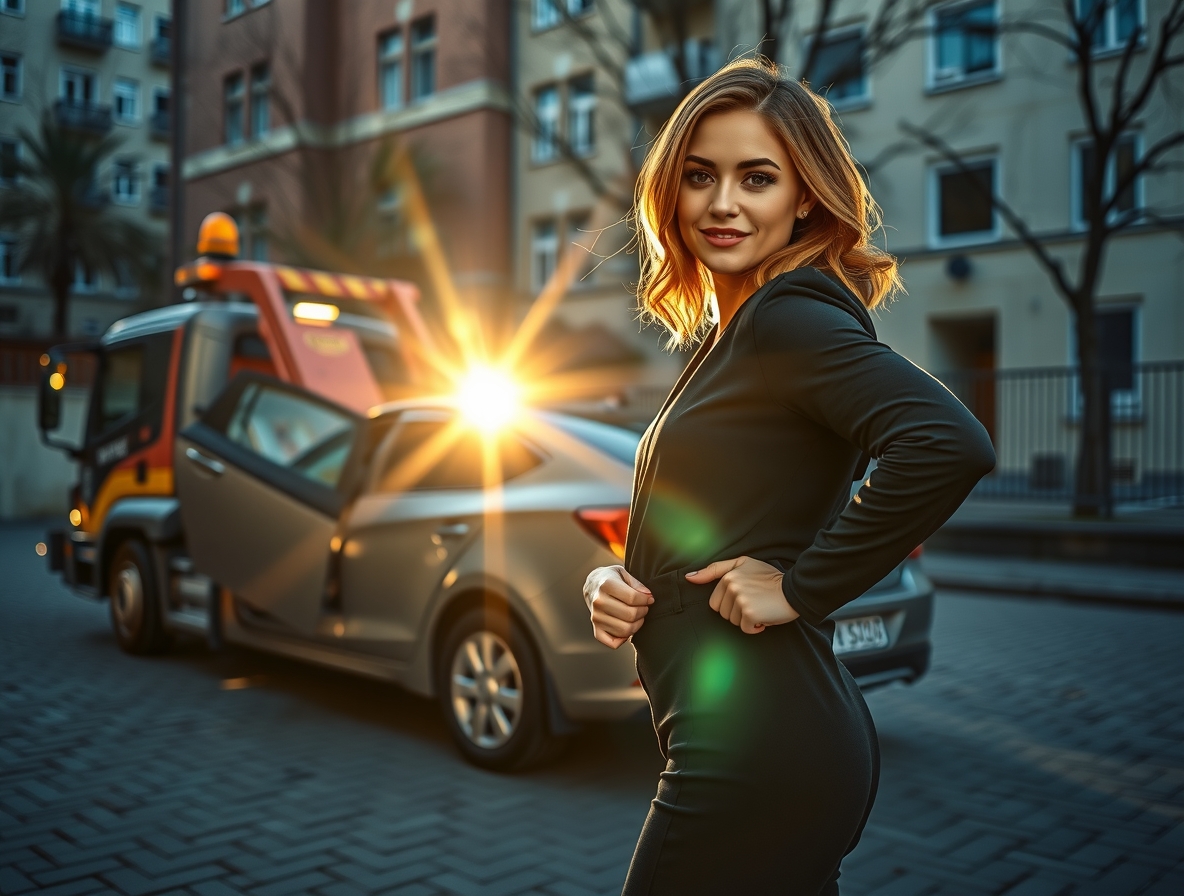 Эвакуатор с манипулятором в действии